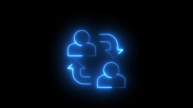 Digital Glowing User Sync and Data Transfer digital communication Account Migration User Transfer Concept. 