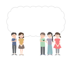 笑顔で何かを考えている子供たち