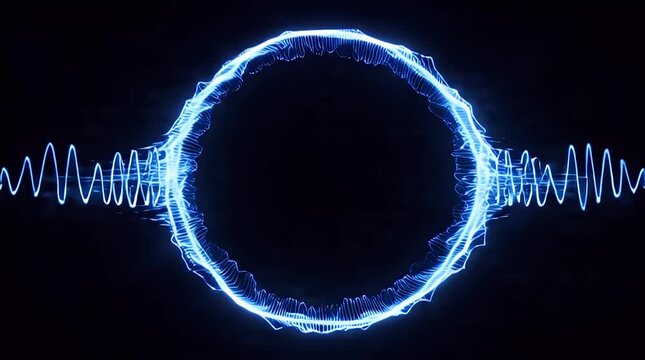 Abstract Neon Circular Spectrum with Holographic Overlay