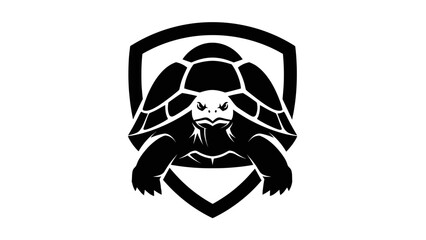 Shield emblem with tortoise illustration