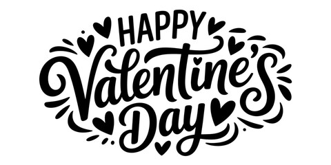 A heartfelt happy valentine's day greeting in a beautiful script font with decorative hearts