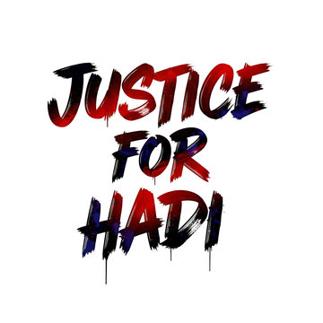 Justice for Hadi - Vibrant brush strokes, graffiti style, red, blue, and black
