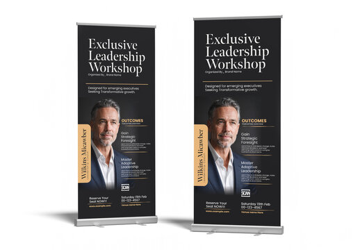 Exclusive Leadership Workshop Roll Up Banner Template