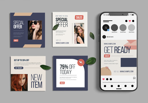 Fashion Sale Social Media Post Template Set