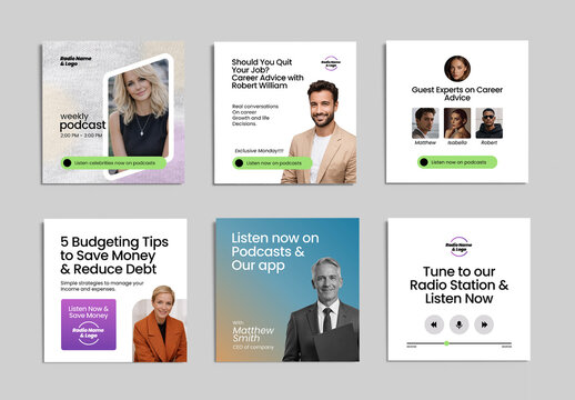 Podcast Promotion Social Media Template For Radio