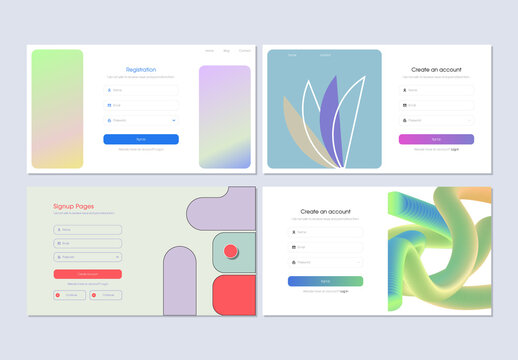 Modern Signup UI Page Design for Web Registration Interface