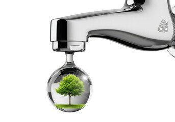 Sustainable water conservation concept with eco-friendly tree droplet