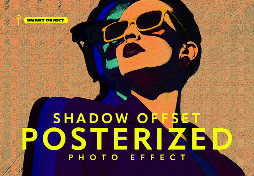 Shadow Offset Posterized Photo Effect Template