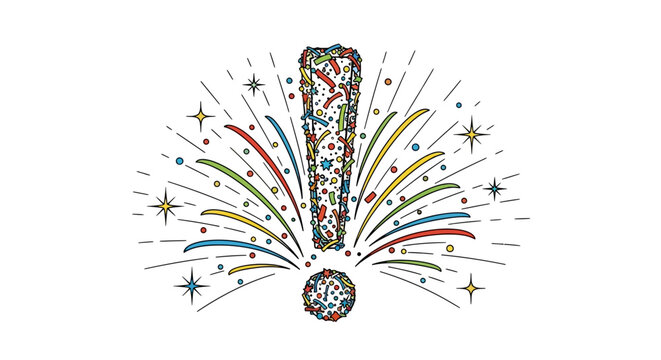 Exclamation Mark Celebration Fireworks Illustration