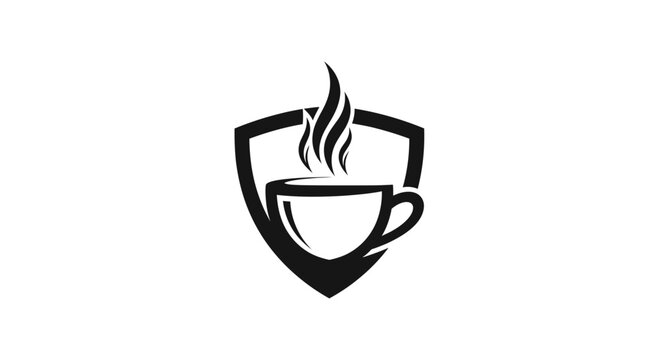Coffee Cup Shield Logo