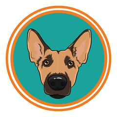 German Shepherd Dog Head in Circle Badge Illustration
