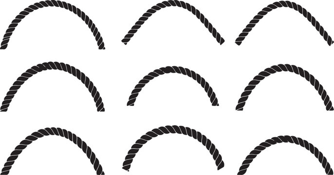 Black rope arches pattern on white background texture design