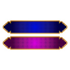 Set Of Luxury Blue and Pink Arabic Islamic Banner Title Frame Text Box Border Transparent Background