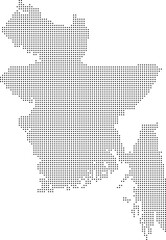 Obraz premium Black dot silhouette of Bangladesh on white background