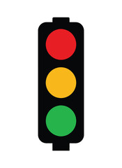 A simple vertical traffic light signaling red yellow and green lights in an orderly sequence