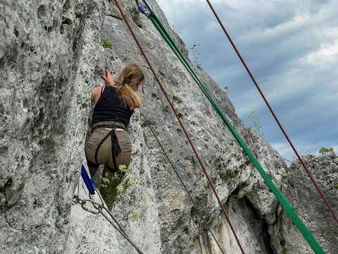 The monadnocks on Mount Birow in Podzamcze near Ogrodzieniec, Poland, a place for improving climbing skills