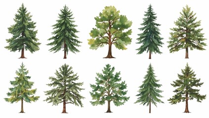 Fototapeta premium Different types of trees, creating a variety of shapes and sizes. These trees are vibrant and colorful, providing a fresh and inviting environment.