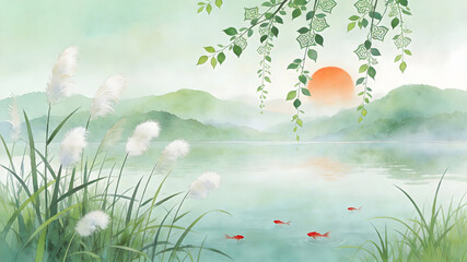 Modern Chinese Style Lake Landscape