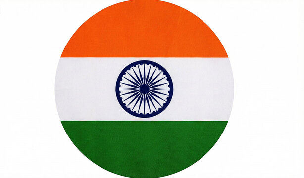 indian flag circle with white border on transparent background png