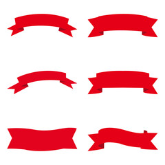 Red Ribbon Banner Set Vector Decorative Award Label and Celebration Design