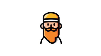 Obraz premium Muslim Man Icon with Beard and Turban Flat Design