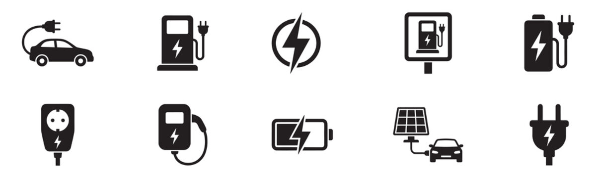 Car charging point icon. Electric plug symbol. Electricity sign. Electric car icon.
