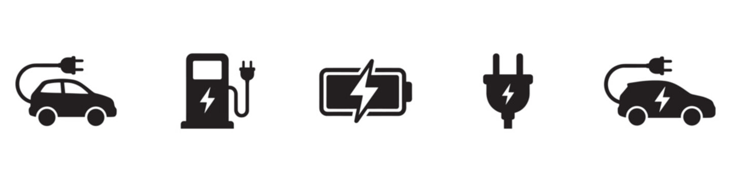 Car charging point icon. Electric plug symbol. Electricity sign. Electric car icon.