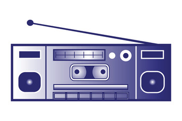 Obraz premium A flat blue illustration of a vintage boombox with an extended antenna