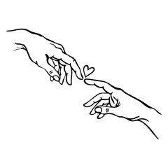 Dibujo sencillo con líneas de dos manos, cuyos dedos índices se tocan con un pequeño corazón por encima  © teracreonte