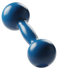 Blue rubber dumbbell weight fitness isolated on a transparent background