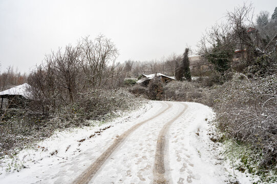  Ropoto village Sinking Ghost-Town Greece covered in snow