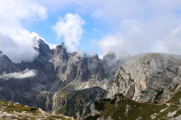 Dolomites dreamscape: Cadini di Misurina in drifting clouds