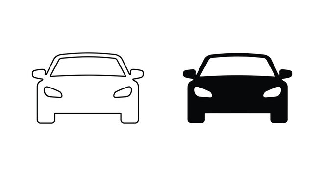 Two car depictions one outlined and one solid black a striking silhouette