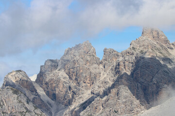 Cadini di Misurina peaks lost in a sea of clouds