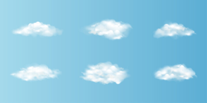 set of white clouds isolated, vector