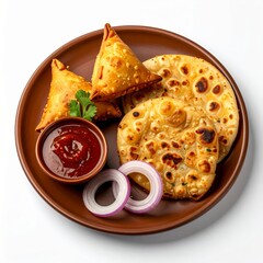 crispy samosas and soft flaky parotta