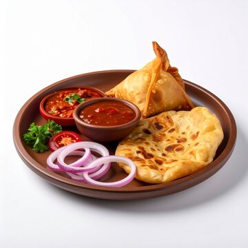 crispy samosas and soft flaky parotta