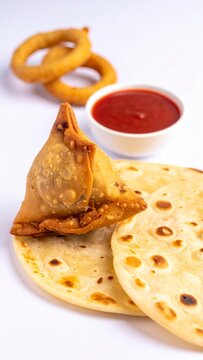 crispy samosas and soft flaky parotta