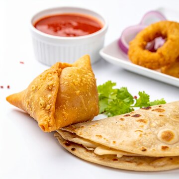 crispy samosas and soft flaky parotta