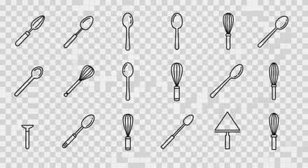 Collection of Various Kitchen Utensils Illustrated.