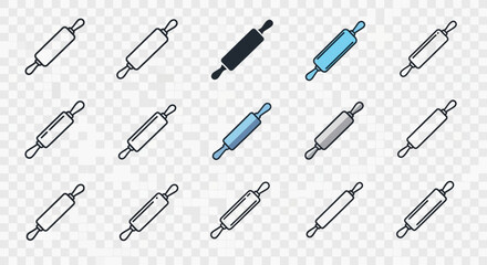 Collection of Various Rolling Pins Displayed.