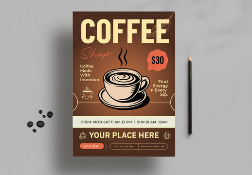 Coffee Shop Poster Template Flyer Design