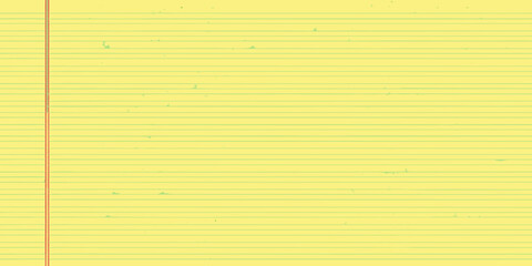 Naklejka premium A yellow lined notepad paper with a visible binding edge on the left