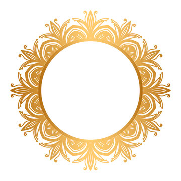 Golden circle mandala frame border