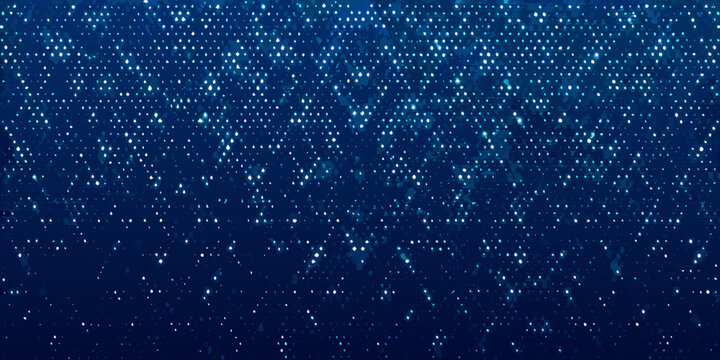Abstract dark blue background with a glittering particle or bokeh effect