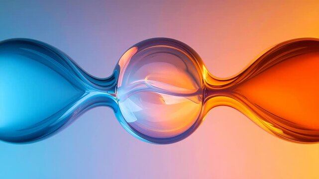 Harmony of Opposites: A close-up shot of a unique glass sculpture showcasing the merging of two distinct color gradients, symbolizing balance and duality.