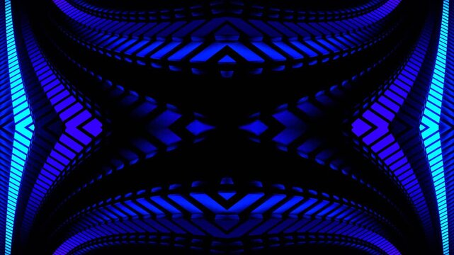 Purple and Blue Neons Moving in Circle Kaleidoscope Background VJ Loop in 4K