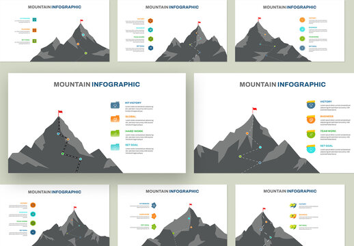 Business Growth Mountain Infographic with Strategic Path and Milestones
