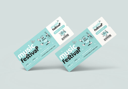 Modern Music Festival Ticket Template Design