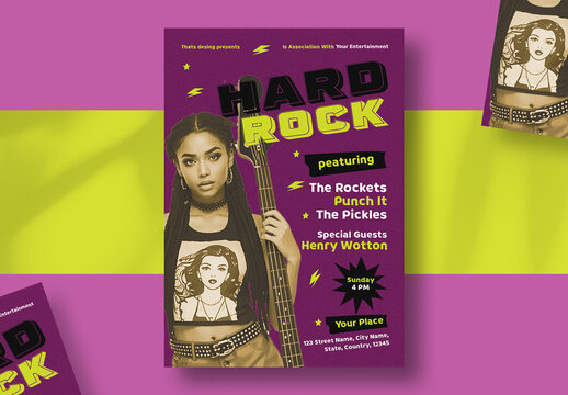 Punk Rock Music Event Flyer Template for Retro Nightclub Festival